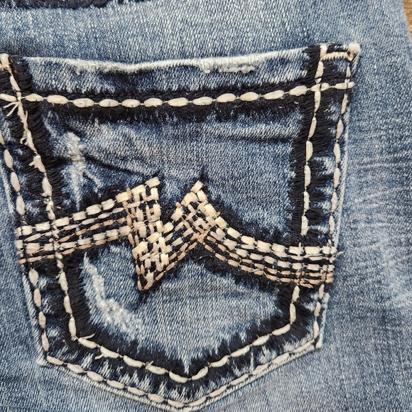 Miss Me Y2K Thick Stitch Boyfriend Distressed Denim Straight Leg Cropped Jeans - Picture 6 of 8